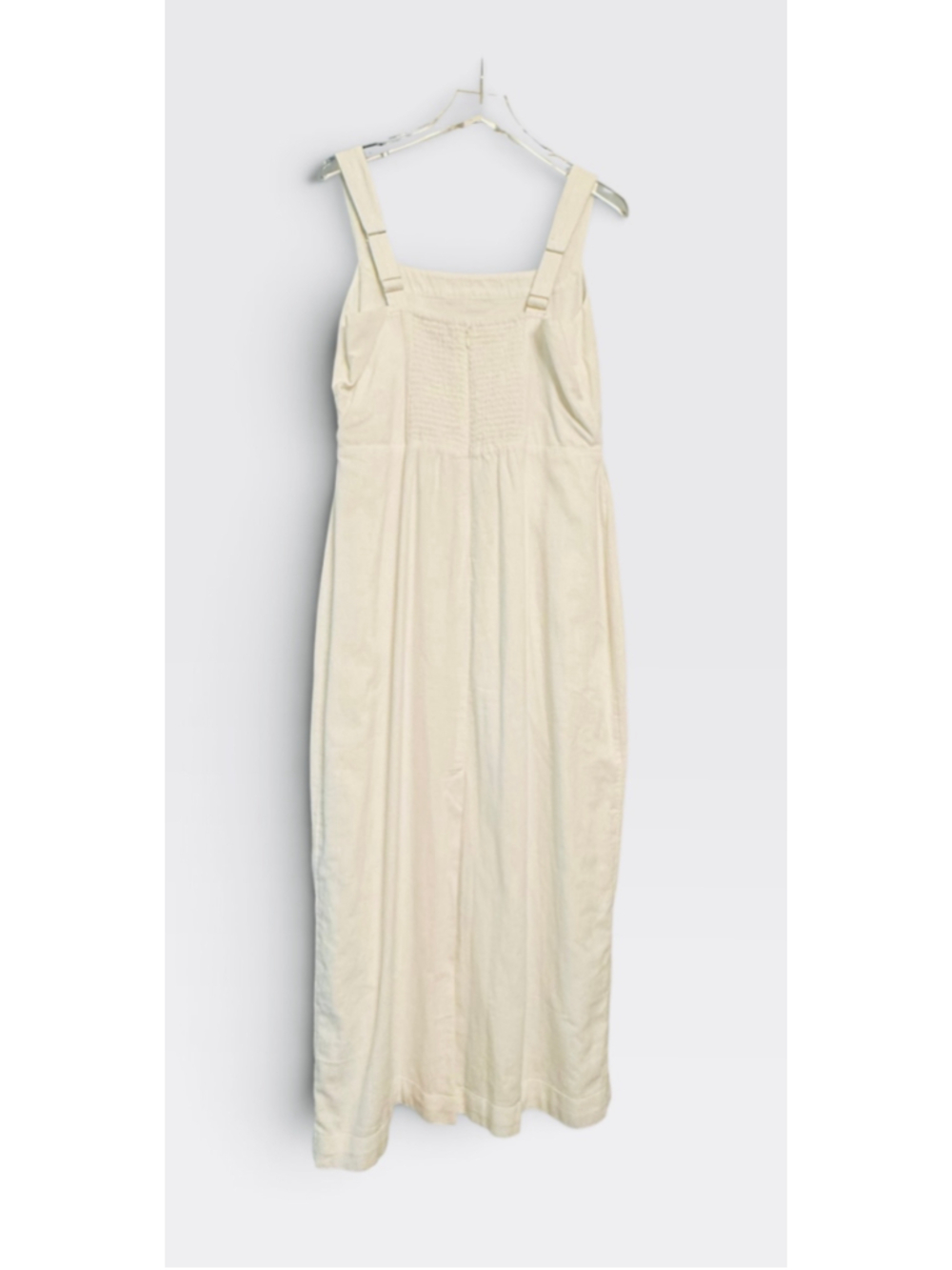Abercrombie & Fitch Linen Blend Square Neck Maxi Dress Cream NWT Size L - Picture 7 of 15